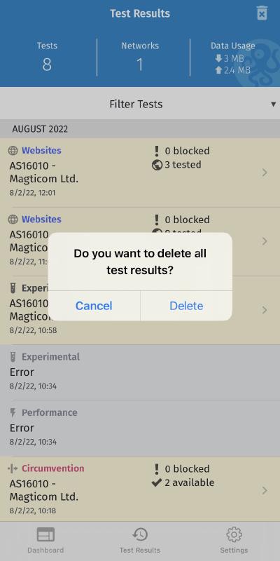 Delete all tests Delete all tests