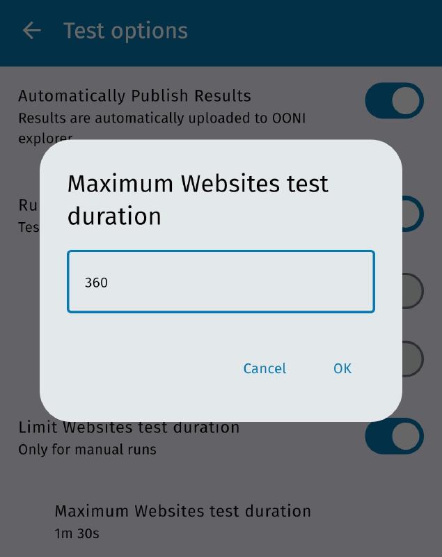 Test duration custom seconds Test duration custom seconds