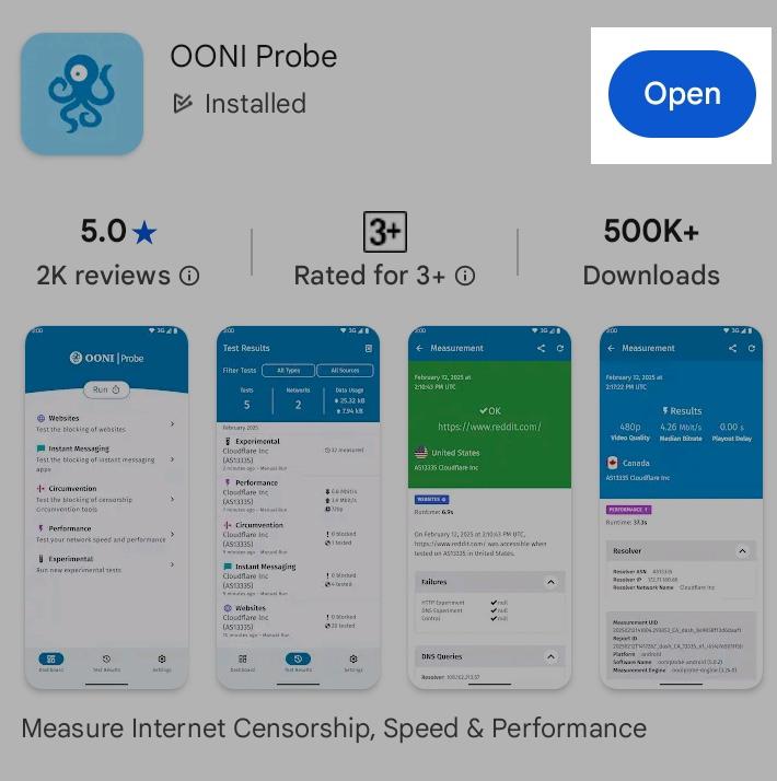 Open OONI Probe mobile app Open OONI Probe mobile app